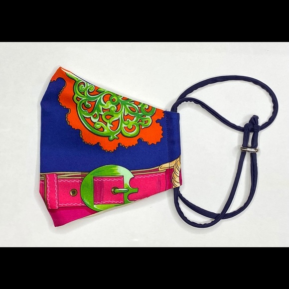 Luxury Fashion-Forward Three Layer Face Mask Handcrafted With Designer Scarf - Picture 7 of 14